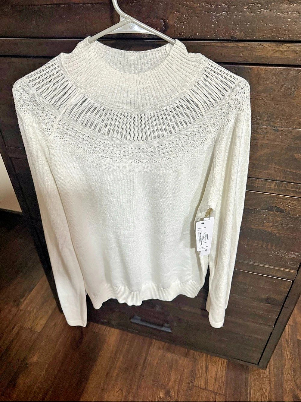 Liverpool Long Sleeve Funnel Neck T Funnel Neck Sweater White Large NWT